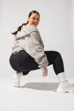 Half Zip Warm Up Hoodie - Heather Grey -Popflex Clothing Shop OPF1770 Edit