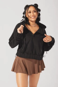 Half Zip Warm Up Hoodie - Black 10 Half Zip Warm Up Hoodie - Black -Popflex Clothing Shop OPF3569 Edit