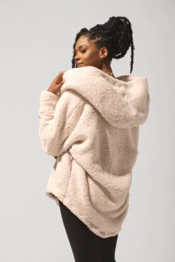 Faux Sherpa Cocoon Coat - Taupe -Popflex Clothing Shop OPF4790 Edit Taupe 7