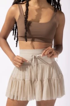 Pirouette Tiered Skort - Café Au Lait -Popflex Clothing Shop OPF4985