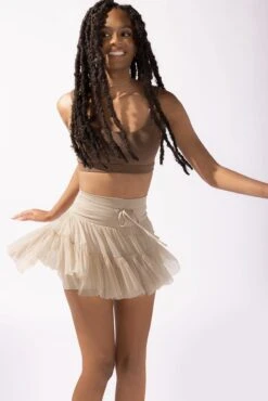 Pirouette Tiered Skort - Café Au Lait -Popflex Clothing Shop OPF5074