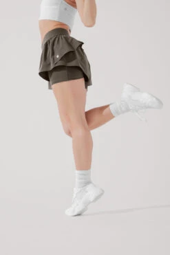 On The Run Ruffle Short - Deep Olive -Popflex Clothing Shop OntheRunRuffleShort BlackOlive 4017 1235 Edit 4b2710f2 3c1f 470f 9396 e5154bc696fb