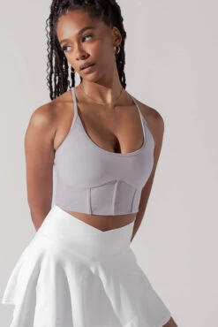 Plié Corset Crop Bralette - Lavender Grey -Popflex Clothing Shop PileCorsetCropTop LavenderGrey 1049 0005 Edit 1