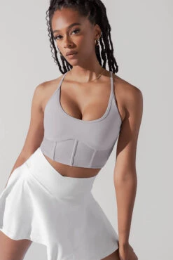 Plié Corset Crop Bralette - Lavender Grey -Popflex Clothing Shop PileCorsetCropTop LavenderGrey 1049 0010 Edit 1