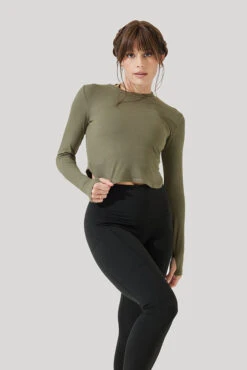 Refine Long Sleeve Top - Dark Olive -Popflex Clothing Shop Refine Long Sleeve Top Dark Olive B1013 3112