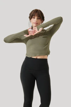 Refine Long Sleeve Top - Dark Olive -Popflex Clothing Shop Refine Long Sleeve Top Dark Olive B1013 3118