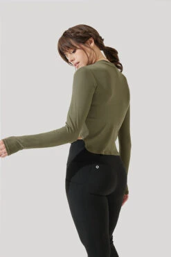 Refine Long Sleeve Top - Dark Olive -Popflex Clothing Shop Refine Long Sleeve Top Dark Olive B1013 3143