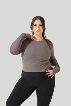 Refine Long Sleeve Top - Woodland Taupe -Popflex Clothing Shop Refine Long Sleeve Top Iron B1013 1396