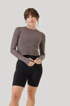 Refine Long Sleeve Top - Woodland Taupe -Popflex Clothing Shop Refine Long Sleeve Top Iron B1013 3302