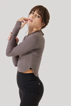 Refine Long Sleeve Top - Woodland Taupe -Popflex Clothing Shop Refine Long Sleeve Top Iron B1013 3313