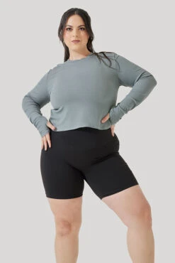 Refine Long Sleeve Top - Stormy Blue -Popflex Clothing Shop Refine Long Sleeve Top Stormy Blue B1013 1641