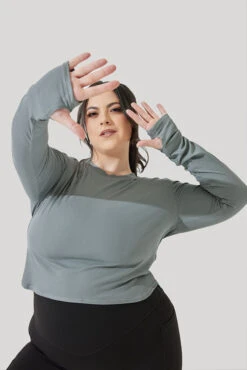 Refine Long Sleeve Top - Stormy Blue -Popflex Clothing Shop Refine Long Sleeve Top Stormy Blue B1013 1681