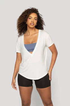 Reversible Deep V Tee - Cloud Dancer -Popflex Clothing Shop Reversible Deep V Tee Cloud Dancer B1015 00236