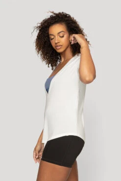 Reversible Deep V Tee - Cloud Dancer -Popflex Clothing Shop Reversible Deep V Tee Cloud Dancer B1015 00251