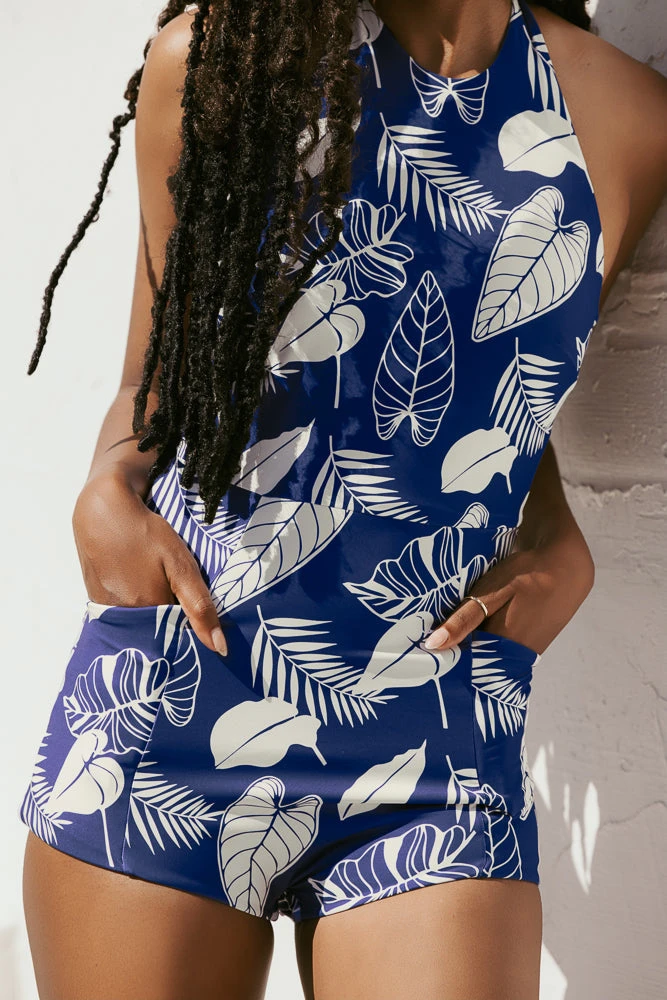 Romper One Piece - Blue Palm 6 Romper One Piece - Blue Palm - Image 6