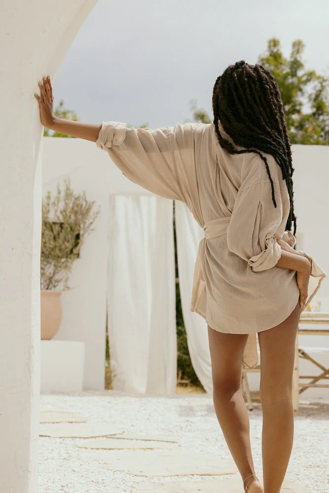 I Need A Vacation Shirt Dress With Pockets - Sand Dune 6 I Need A Vacation Shirt Dress With Pockets - Sand Dune - Image 6