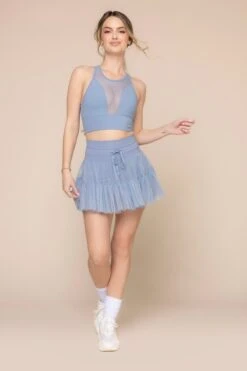 Pirouette Tiered Skort - Blue Storm 16 Pirouette Tiered Skort - Blue Storm -Popflex Clothing Shop StellarBra 1400 PirouetteSkort BlueStorm 6064 03081