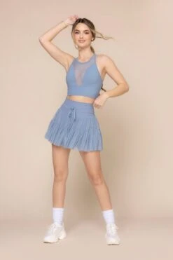 Pirouette Tiered Skort - Blue Storm 17 Pirouette Tiered Skort - Blue Storm -Popflex Clothing Shop StellarBra 1400 PirouetteSkort BlueStorm 6064 03105