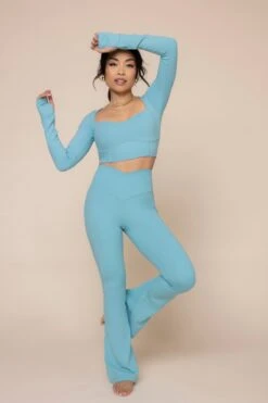 Sweetheart Long Sleeve Crop Top - Oasis -Popflex Clothing Shop SweetheartLongSleeveCropTop 2022 CrisscrossHourglassFlare Oasis C1030 00528