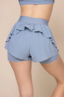 On The Run Ruffle Short - Blue Storm -Popflex Clothing Shop SweetheartLongSleeveCropTop 2022 RuffleShort BlueStorm 4017 02696