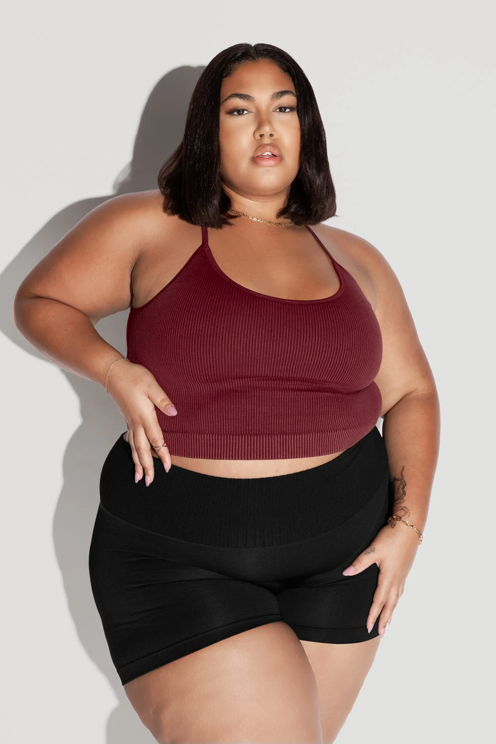 What's The Scoop Seamless Crop Tank - Garnet 1 What's The Scoop Seamless Crop Tank - Garnet