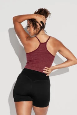 What's The Scoop Seamless Crop Tank - Garnet 14 What's The Scoop Seamless Crop Tank - Garnet -Popflex Clothing Shop What stheScoopTank Garnet SSShorts Black 0913 Edit