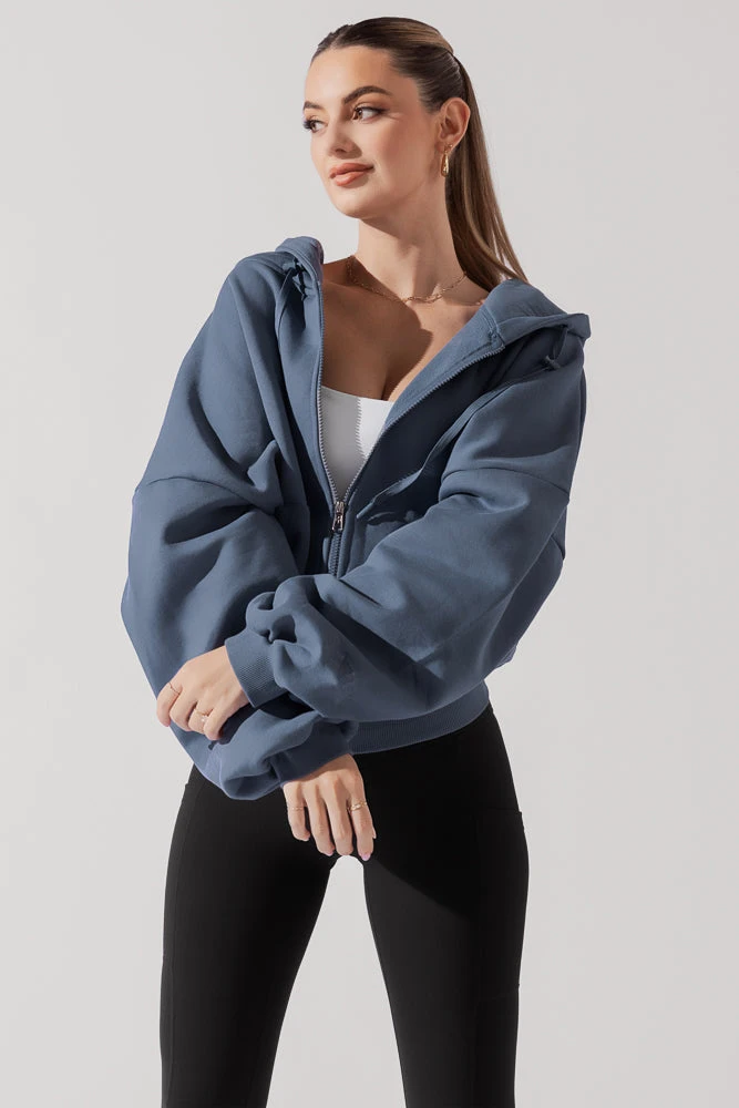 Zip Cloud Hoodie - Blue Steel 1 Zip Cloud Hoodie - Blue Steel