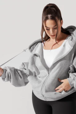 Zip Cloud Hoodie - Heather Grey 14 Zip Cloud Hoodie - Heather Grey -Popflex Clothing Shop ZipCloudHoodie HeatherGrey 5002 0084 Edit