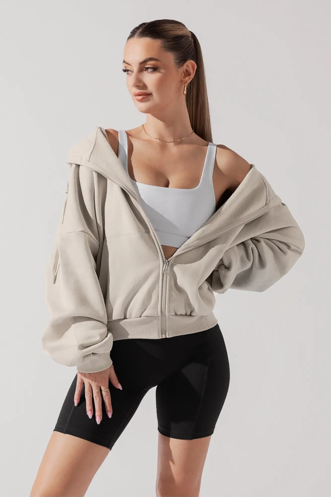 Zip Cloud Hoodie - Seashell 1 Zip Cloud Hoodie - Seashell