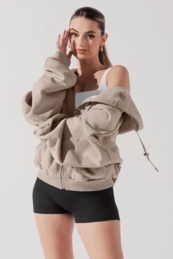 Zip Cloud Hoodie - Taupe -Popflex Clothing Shop ZipCloudHoodie Taupe 5002 0227 Edit