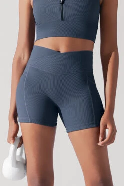 Crisscross HourglassĀ® Midi Shorts With Pockets (Ribbed) - Navy